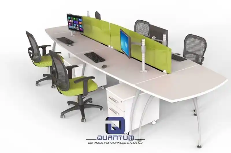 Espacio de coworking en Guadalajara con estaciones de trabajo modulares que ofrecen flexibilidad y diseño moderno para usuarios.